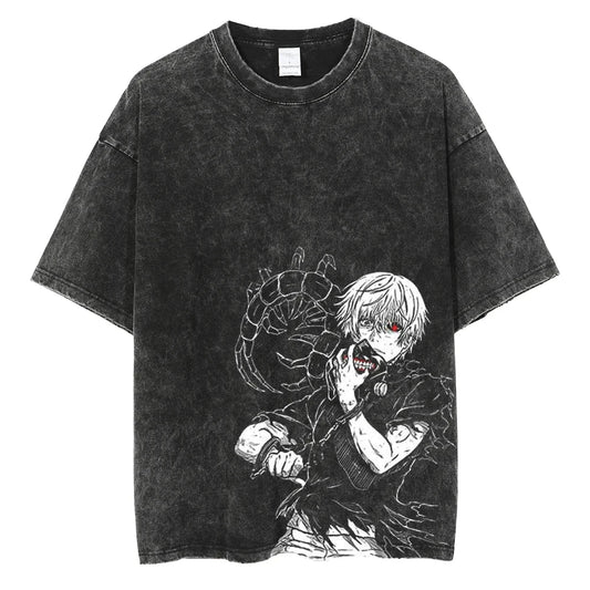 Harajuku Anime Vintage Washed Tee-Emmeus