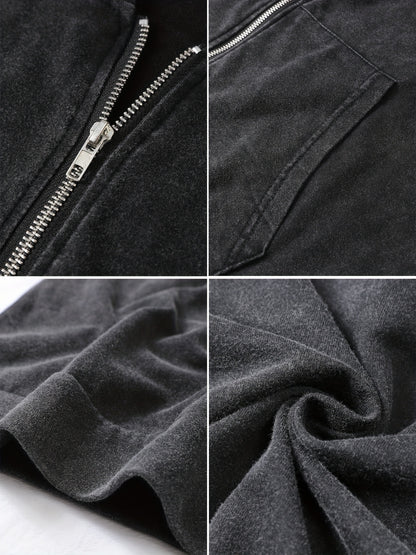 ashed Black "City of Angels" Zip Hoodie-EMMEUS