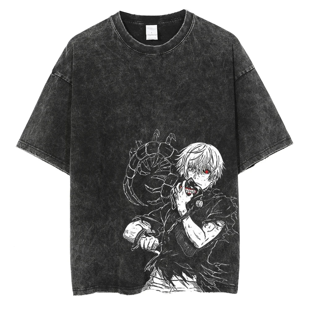 Harajuku Anime Vintage Washed Tee-Emmeus