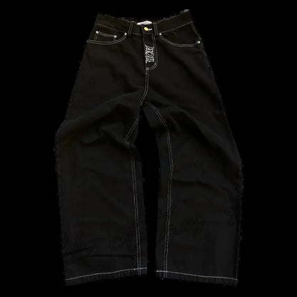 Y2K Skeleton Wide Leg Jeans-EMMEUS