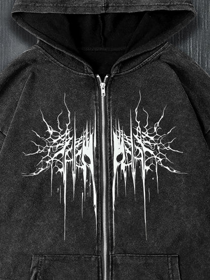 ashed Black "City of Angels" Zip Hoodie-EMMEUS