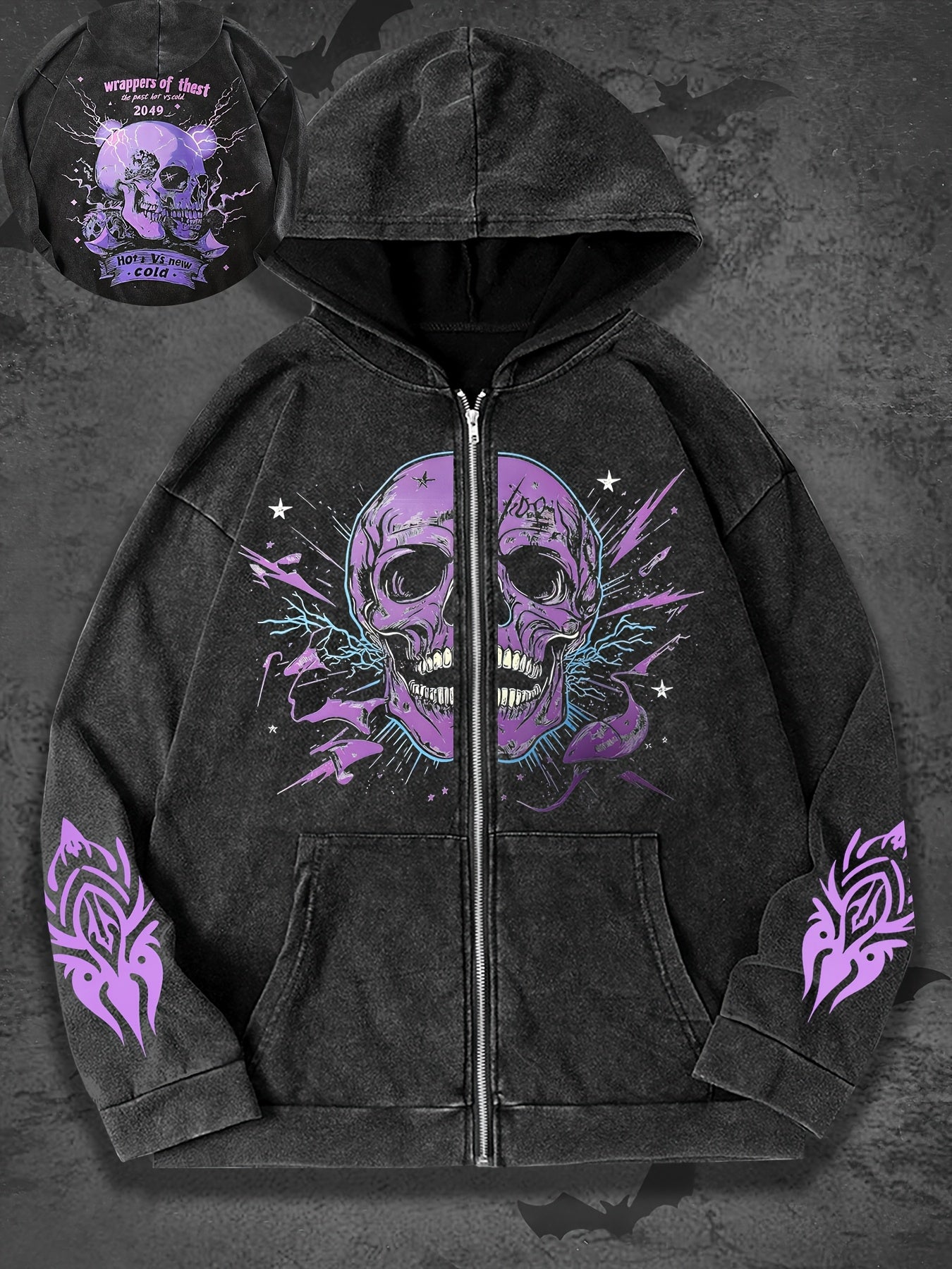Purple Skull Storm Hoodie-Emmeus